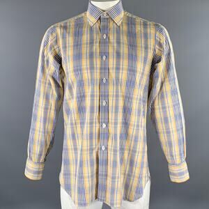 TURNBULL & ASSER Size L White Multi-Color Plaid Long Sleeve Shirt